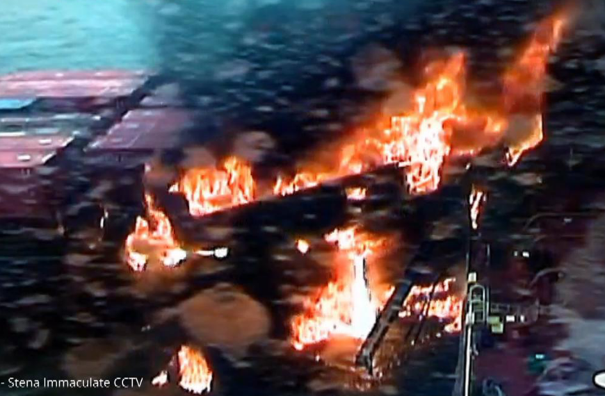 Footage of explosion as ship crashes into tanker shown in court