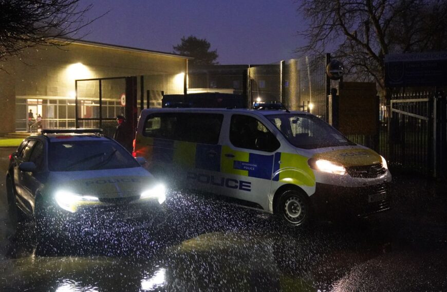 Boy, 13, arrested on suspicion of attempted murder after double stabbing at school