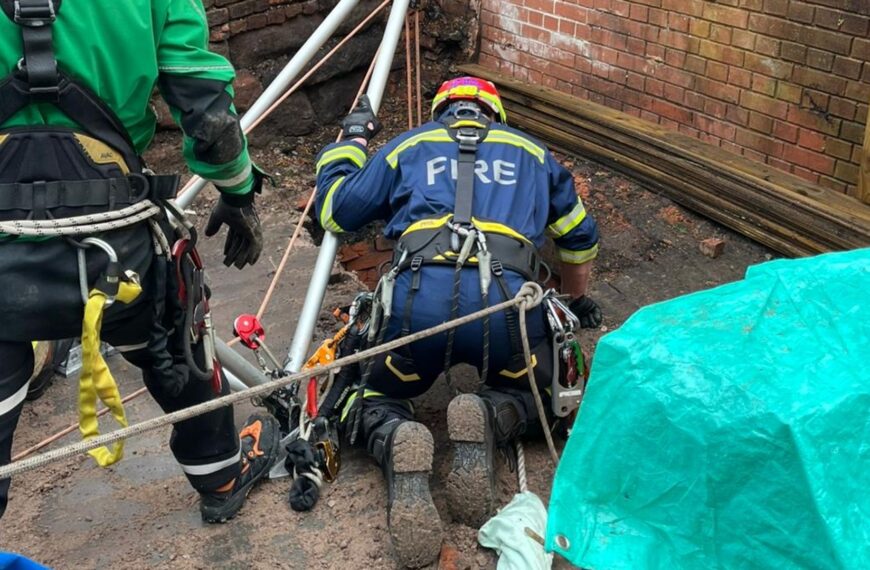 Man rescued after falling down well in the high street of Cheadle, Staffordshire